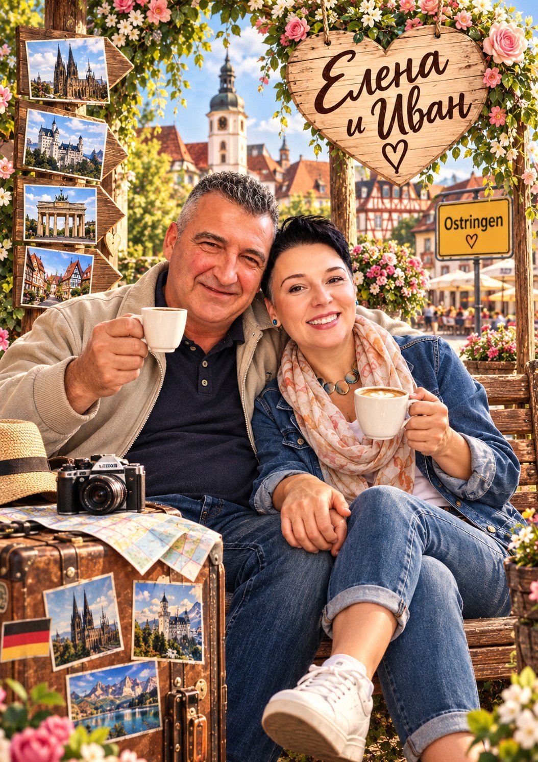 Постер за двойка, която обича да пътува